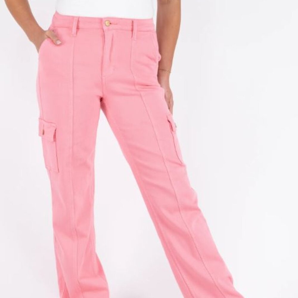 Judy Blue: High-Rise Garment Dyed Straight Leg Cargo Denim: Rowan 11/30 NWT